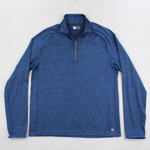 VRST 1/2 Zip Pullover Mens Size M Deep Denim Polyester Stretch Long Sleeve